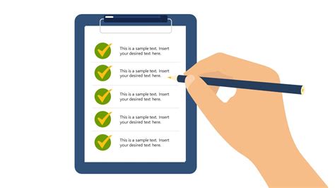 Hand And Checklist Illustration Powerpoint Slidemodel