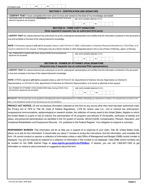 Va Form 20 10207 Fill Out Sign Online And Download Fillable Pdf