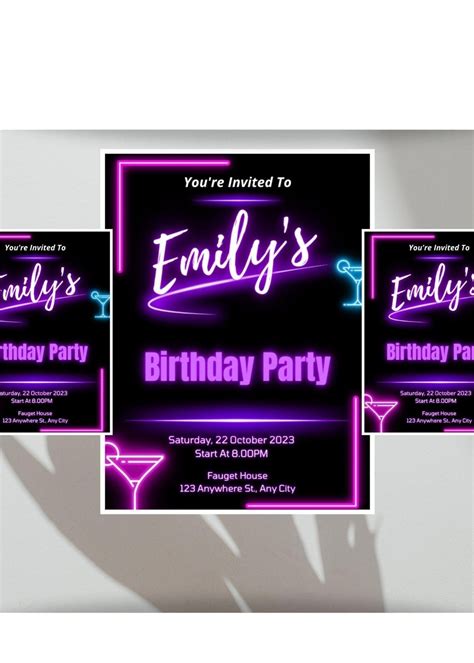 Birthday Invitation Canva Template Digital Invitations Birthday Digital ...