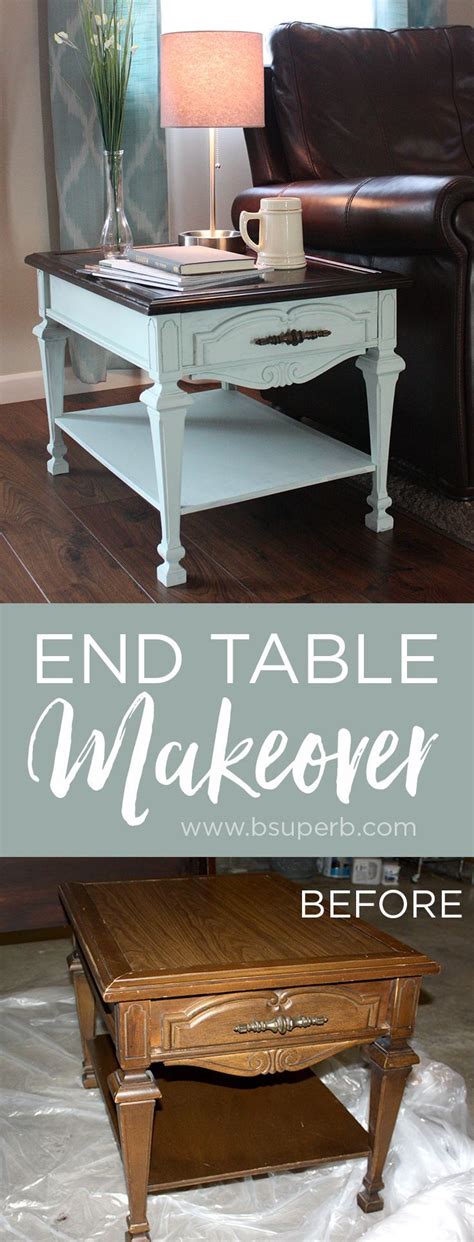 End Table Makeover Gel Stain Chalk Paint B Superb Painted End