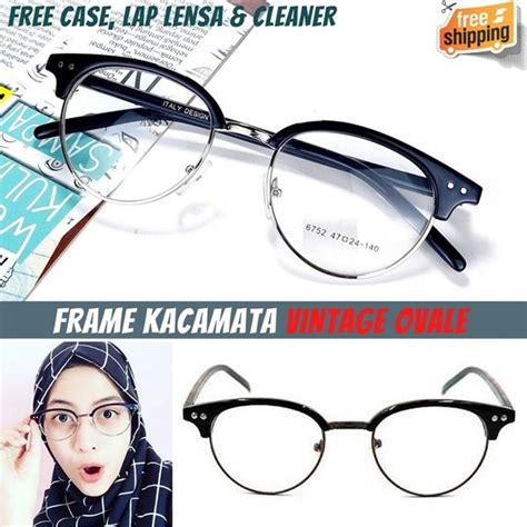 Jual Frame Kacamata Pria Wanita Vintage Ovale Premium Bisa Dengan