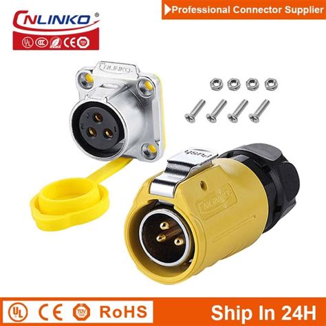 Cnlinko Lp M Pin Waterproof Cable Electrical Power Connector Male