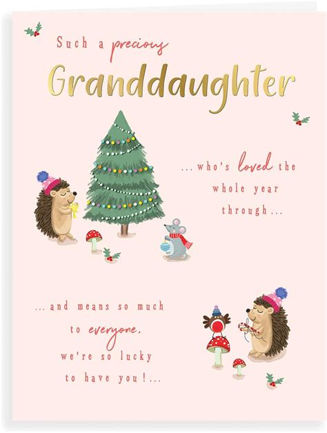 Piccadilly Greetings Character Christmas Card Granddaughter 8 X 6 Inches Uk