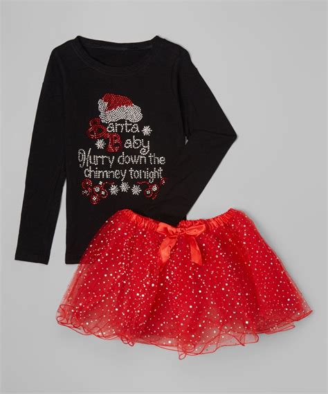 Look At This Zulilyfind Black Top And Red Sparkle Petticoat Toddler