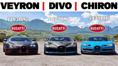 Fh5 Drag Race Bugatti Veyron Vs Divo Vs Chiron Youtube