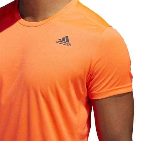 Adidas Run In Primeblue 3 Stripes Short Sleeve T Shirt Orange Runnerinn