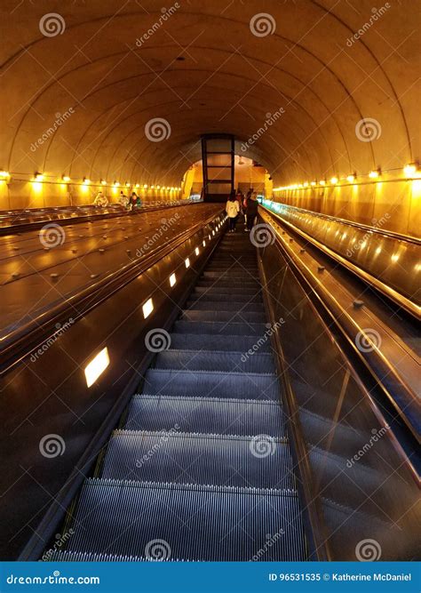 Rosslyn Station Metro Escalator in Washington DC Stock Image - Image of