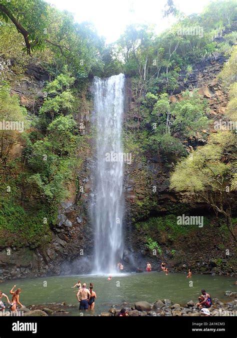 Uluwehi Hidden Falls Wailua River Kauai Hawaii Stock Photo Alamy