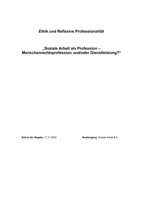 Soziale Arbeit Als Profession Menschenrechtsprofession Und Oder