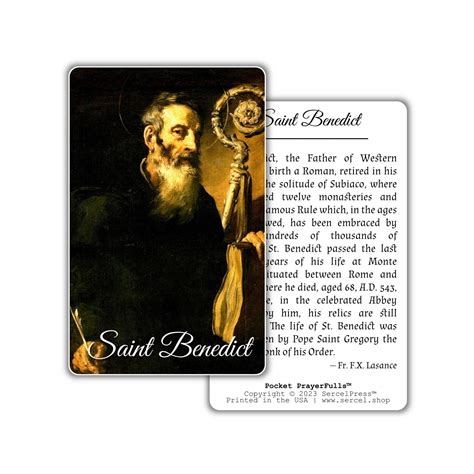 Saint Benedict Pocket Prayerfulls Durable Wallet Holy Cards Catholic