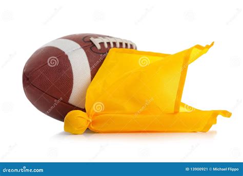 Football And Penalty Flag On White Stock Image - Image: 13900921