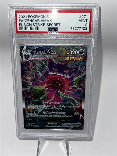 Pokemon Gengar Vmax Alt Art Fusion Strike Holo Psa Mint