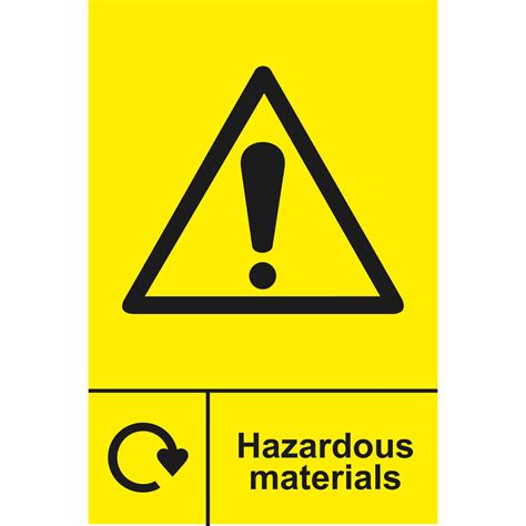 Hazardous Materials Recycling Sign Self Adhesive Vinyl 200mm X 300mm