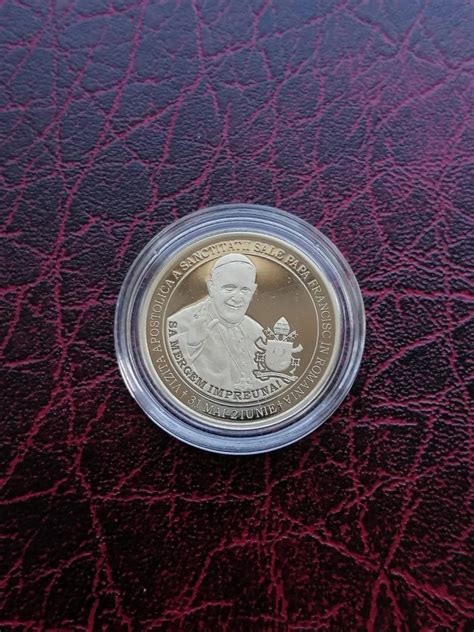 Romania Moneda 50 Bani 2019 Proof Papa Francisc Okazii Ro