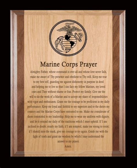 105 X 13 Inch Engraved Marine Corps Prayer Two Tone Alder And Walnut