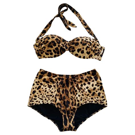 Dolce And Gabbana Brown Leopard Bikini Swimsuit Swimwear Beachwear High