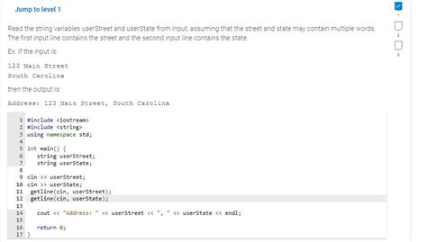 Solved Jump To Level 1Read The String Variables UserStreet Chegg