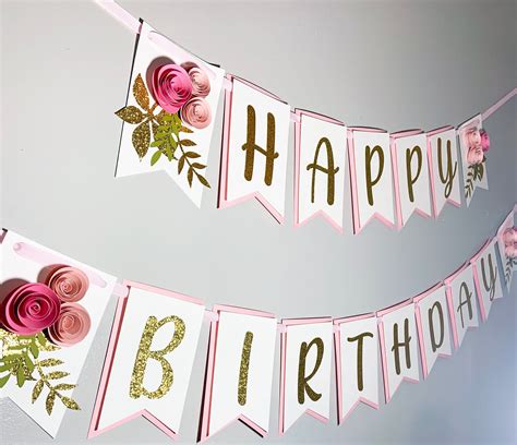 Happy Birthday Banner Diy Diy Party Banner Happy Birthday Floral