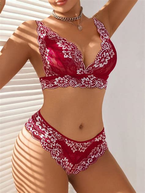 Classic Sexy Floral Lace Lingerie Set Shein Usa