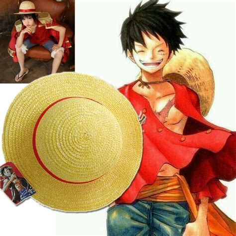 One Piece Luffy Anime Cosplay Straw Boater Beach Hat Cap Halloween ...