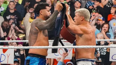 Cody Rhodes And Jey Uso Celebrate Winning The Undisputed Wwe Tag Team Titles Wwe Fastlane 2023