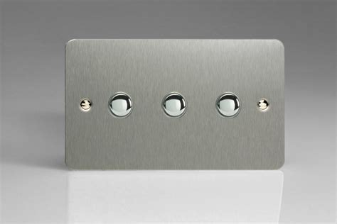 Varilight Ultraflat Brushed Steel Gang A Or Way Push On Off