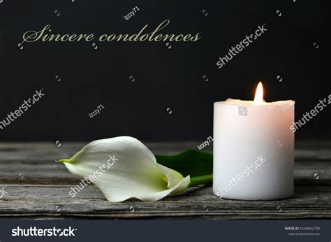 Condolence Card Burning Candle White Calla Stock Photo 1658062738