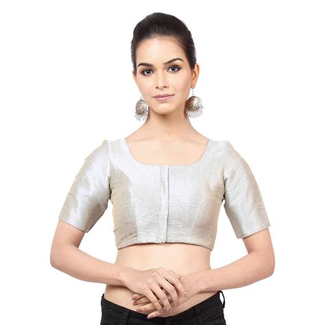 Muhenera Mulbury Padded Front Open Hooks Elbow Sleeves Saree Blouse X 766elb