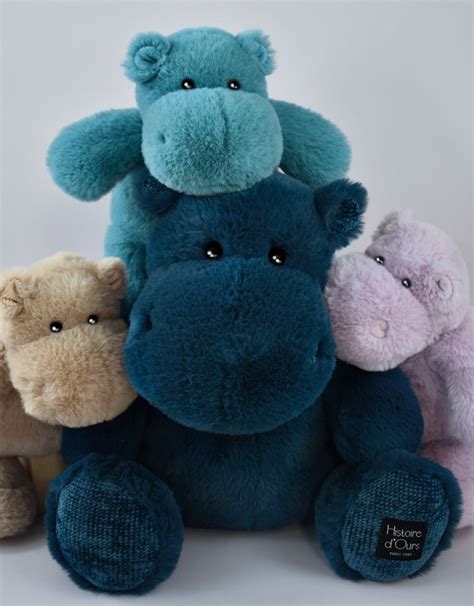 Histoire D Ours Peluche Hippo Hip Pop Bleu Canard 25 Cm Livraison