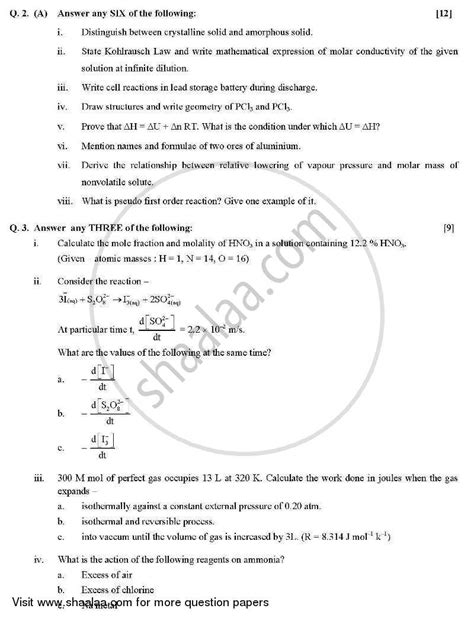 Chemistry Hsc Science General Th Standard Board Exam