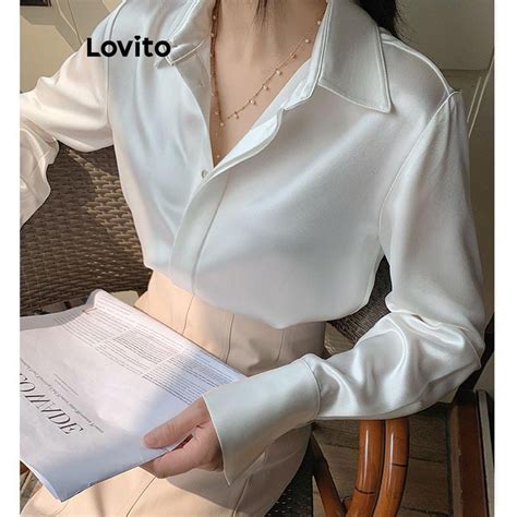 Lovito Blusa Lisa Elegante Para Mulheres Lnl Shopee Brasil