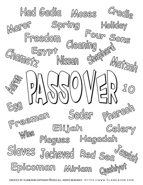 Passover Coloring Page Related Words Planerium