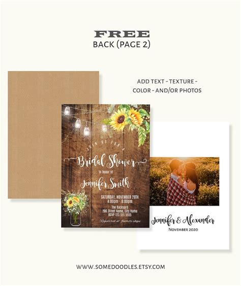 Rustic Sunflowers Bridal Shower Invitation Instant Download - Etsy