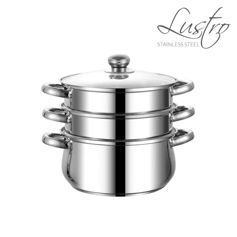 SQ Professional 10944 Lustro Stainless Steel Steamer 3 Tier 20cm