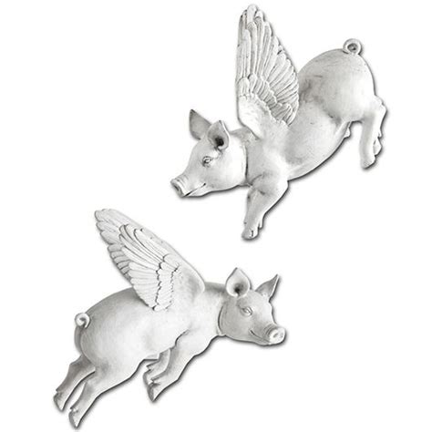 D Coration Murale Ensemble De 2 Flying Pig White Wall Art Wall