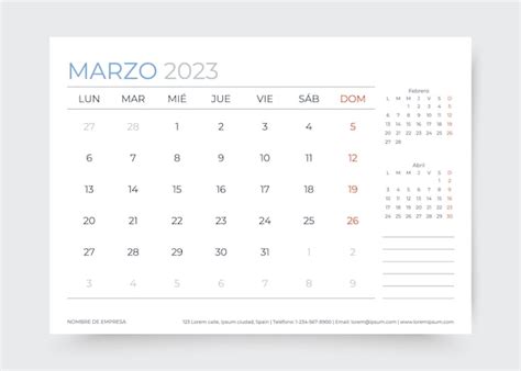 Calendario De Marzo De A Os En Espa Ol Plantilla De Planificador