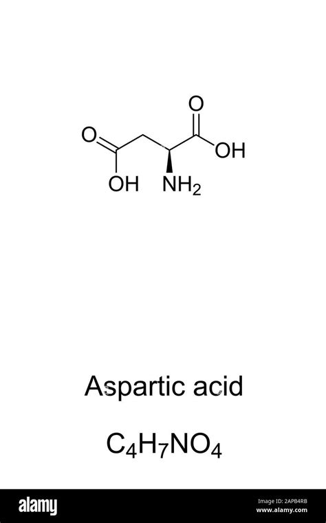 Aspartic Acid Molecule Skeletal Formula Structure Of Asp C4h7no4 Ionic Form Known As