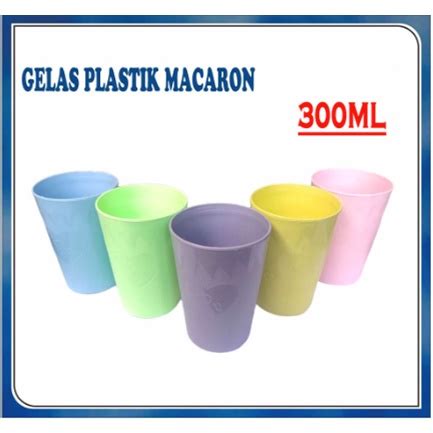 Jual Gelas Cangkir Plastik Pastel Macaron Minum Teh Kopi 300ml