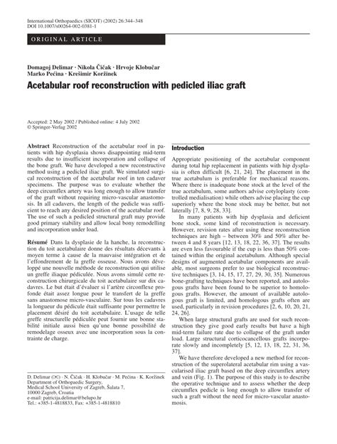 (PDF) Acetabular roof reconstruction with pedicled iliac graft