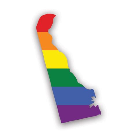 Delaware State Shaped Gay Pride Rainbow Flag Sticker Decal Self