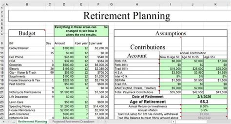 Retirement Planning Excel Worksheet