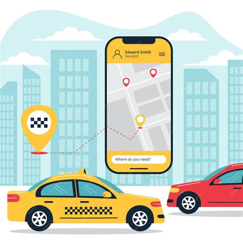 Tema De Ilustración De Concepto De Aplicación De Taxi Vector Gratis