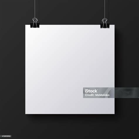 White Blank Square Sheet Of Paper Vector Mockup Stock Illustration