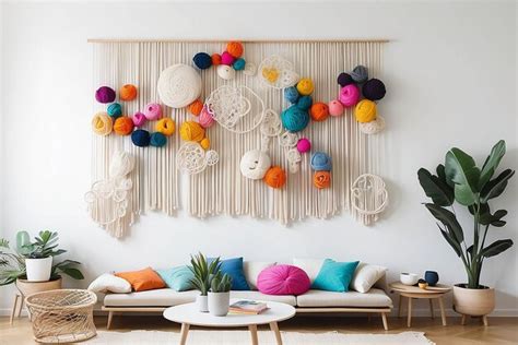 Premium Photo Diy Yarn Wall Art Installation