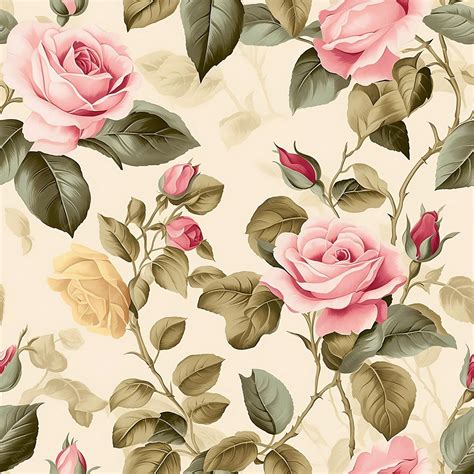 Premium Ai Image Seamless Pink Flower Pattern