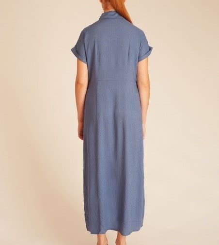 Linen Dress Blue Fitzroy Bologna Handmade And Illustration