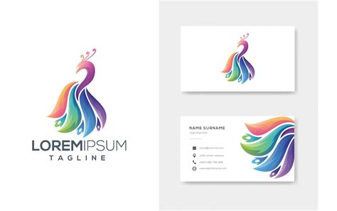 Premium Vector Colorfull Abstract Peacock Logo Vector With Business Card