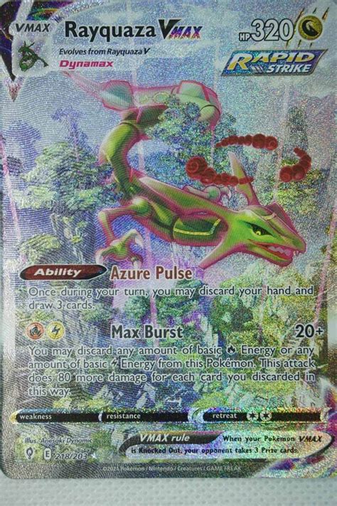 Rayquaza VMAX 218 203 Alternate Art Secret Rare Evolving Skies Enkeltkort