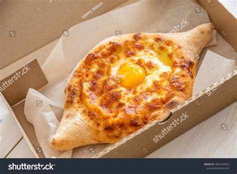 Khachapuri Adjara Traditional Georgian Cuisine Meal Stock Photo