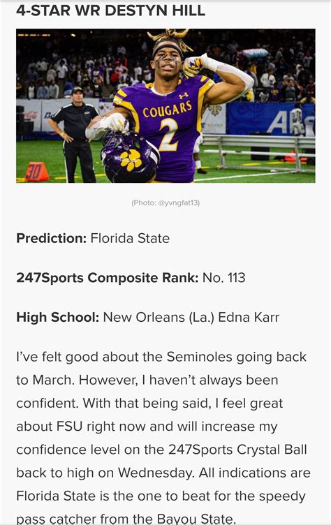 Wiltfong's prediction for 4* Destyn Hill : r/fsusports